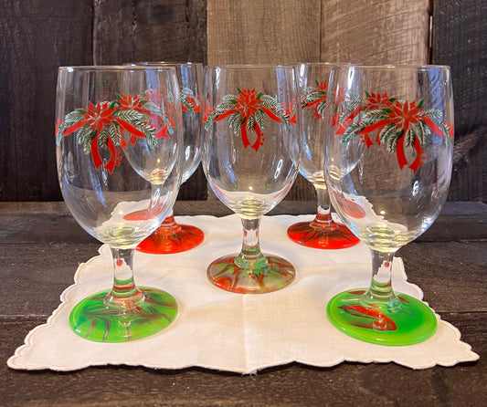 Christmas Paint-dipped Water or Wine Glasses