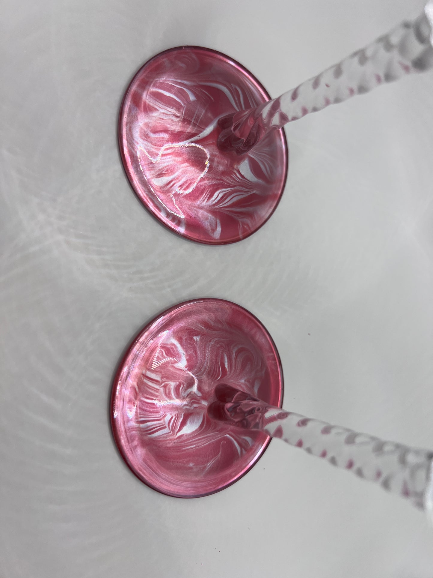 Custom Paint-Dipped Champagne Glass Set - Rose and Silver
