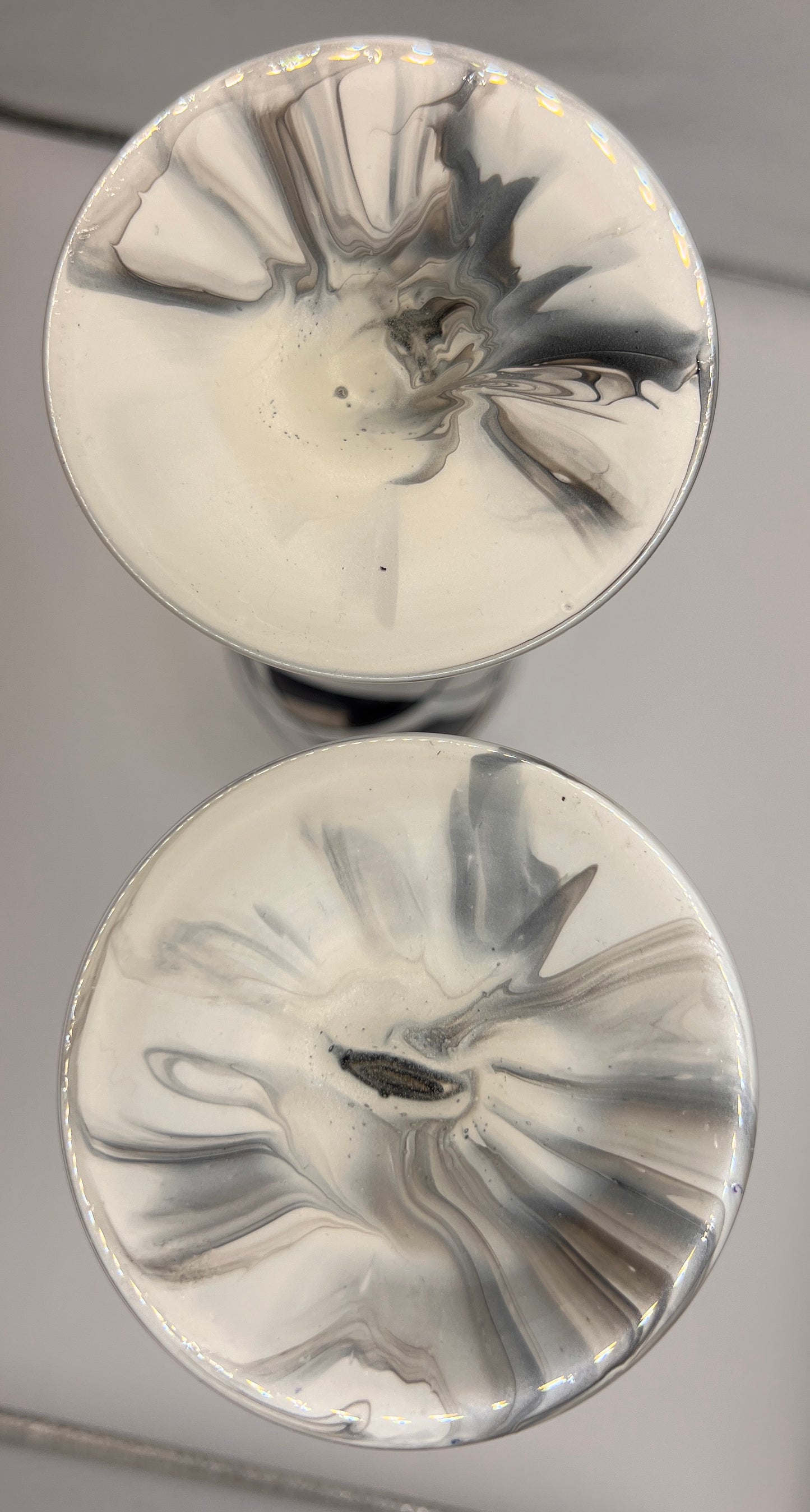 Custom Paint-Dipped White Wine Glass Set - Black & White