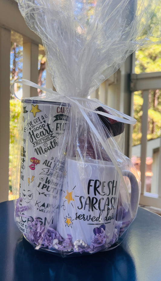 Gift set with tumbler, mug and coffee