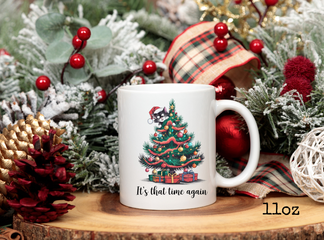 Christmas Mug - Cat Lover Gift -I'm Fine. This is Fine. Everything is Fine.  It's That Time of Year Again