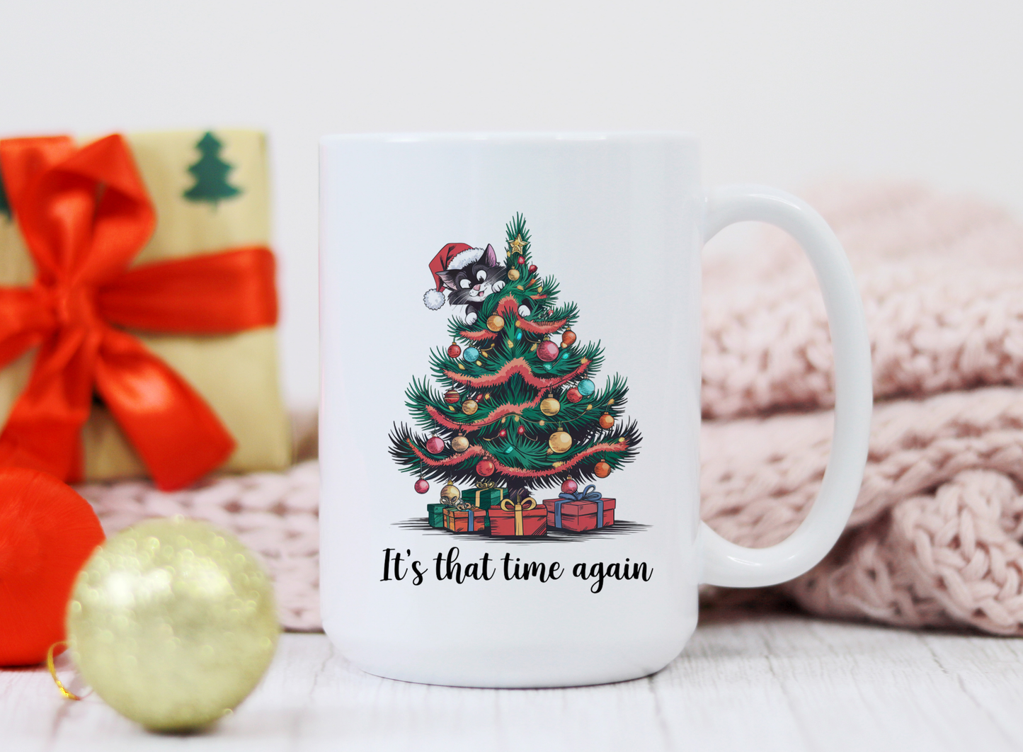 Christmas Mug - Cat Lover Gift -I'm Fine. This is Fine. Everything is Fine.  It's That Time of Year Again