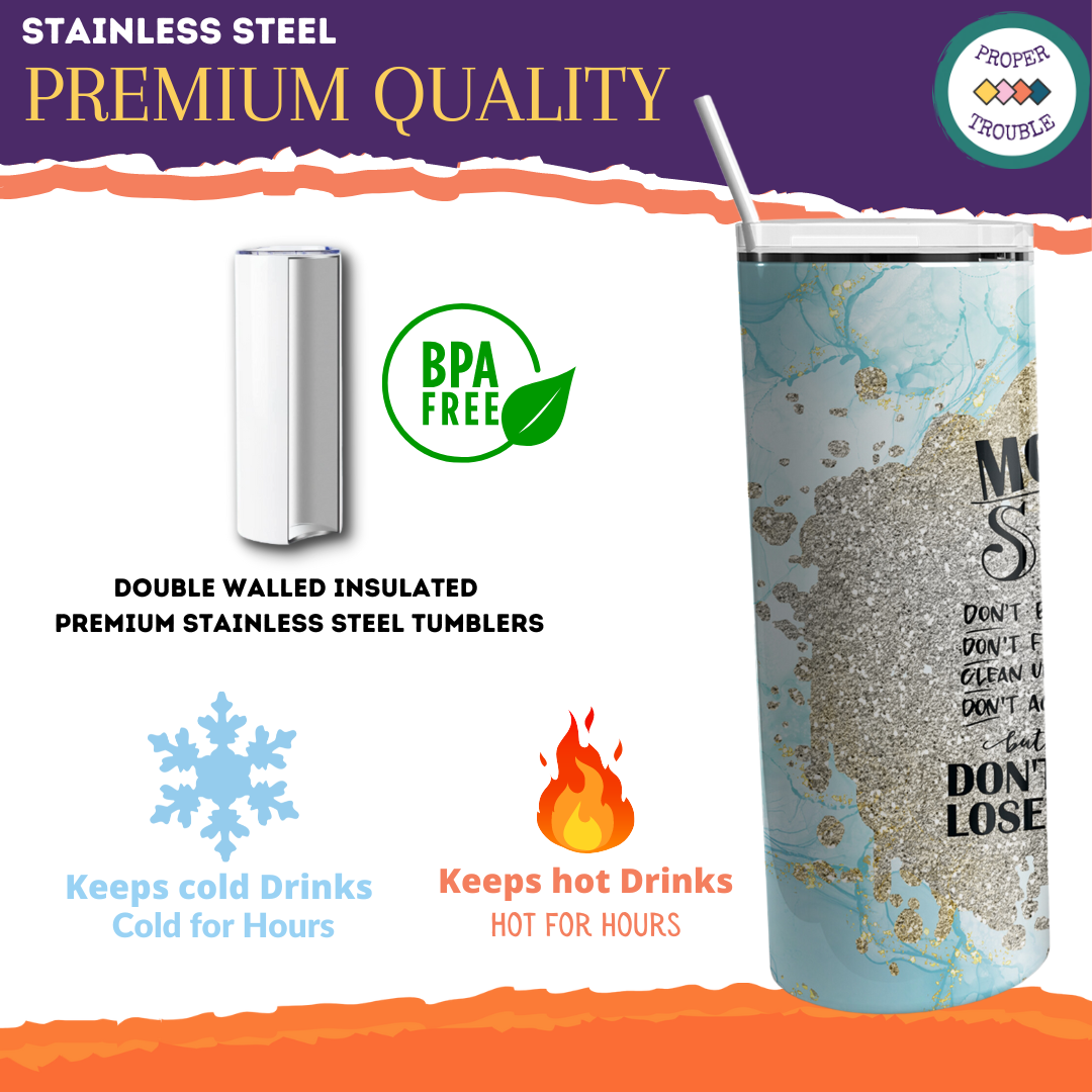 Mom's Shit List 20 Oz Travel Mug with Gold & Silver Glitter
